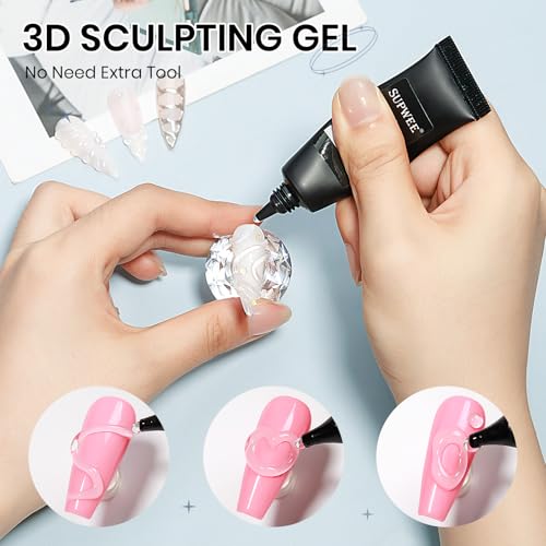 Solid Builder Gel for Nails 3D Nail Sculpture Gel and Nail Rhinestone Glue | 3d Gels Nails Art Clear Hard Gels for Christmas Home DIY Manicure for Women Girls - color: Clear Clear Clear