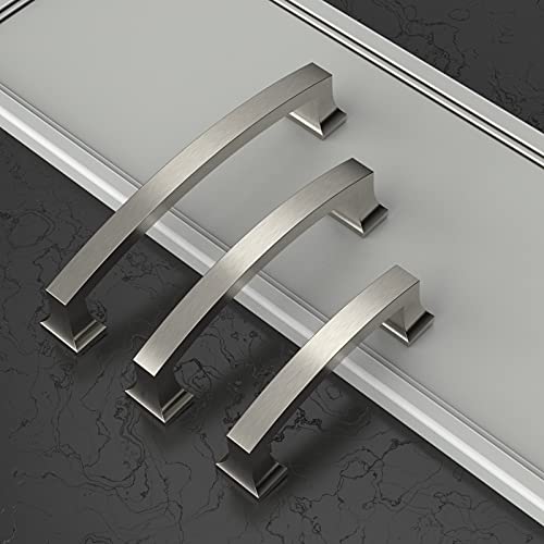 Asidrama 6 Pack 4 Inch(102mm) Hole Centers Kitchen Cabinet Handles, Brushed Satin Nickel Cabinet Pulls Kitchen Cabinet Hardware for Cupboard Drawer Pulls Dresser Handles - color: Brushed Satin Nickel, size: 4" Hole Center, style: 6 Pack