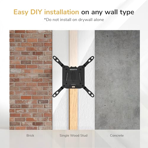 Mount-It! Fixed TV Wall Mount, Ultra Low Profile 0.94", Fits 13–50" TVs & Monitors up to 66 lbs, VESA 75x75–200x200, Flush Mount, Single Stud, Small Flat TV Wall Bracket for Bedroom & Office - size: 24" - 50" Screens