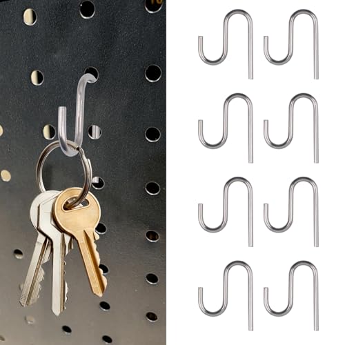 SnowTing 12 Pcs Long Shed Hooks, Heavy-Duty Stainless Steel J Utility Hangers for Hanging Tools Shovels Rakes Rope, Wall Mounted Shed Accessories