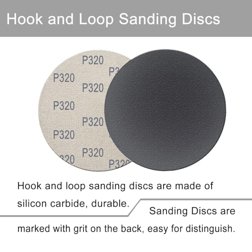6 Inch 50 Pcs Wet Dry Hook and Loop Sanding Discs, No Hole, 320 Grit - style: Grit 320