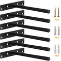 Blind Floating Shelf Brackets - DIY Heavy Duty 8 inch Wall Shelf Brackets, Solid Stainless Steel Matte Black Hidden Support with Hardware for Custom Wood Shelves (6 Pack) - size: 8 Inch - 6 Pack