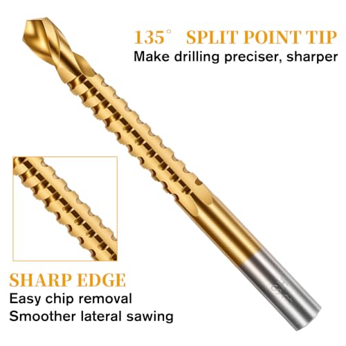 8 Pack Titanium Coated HSS Twist Drill Bits, Twist Drills Bit