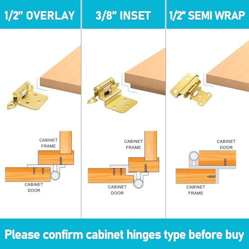 30 Pack (15 Pairs) 3/8 Inch Inset Cabinet Door Hinges Gold - color: Brass Gold, size: 30 Pack (15 Pairs)