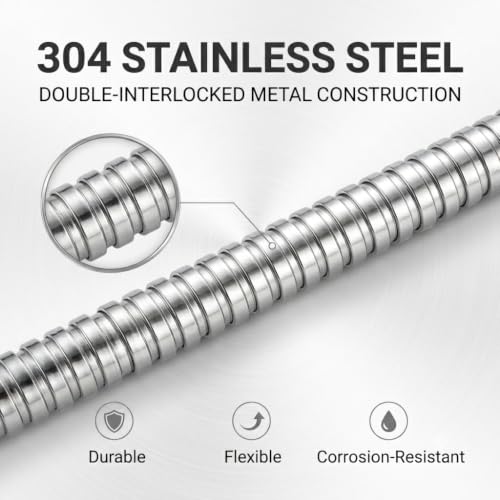59 Inch Shower Hose Replacement, Stainless Steel, Chrome - color: 59''-Chrome