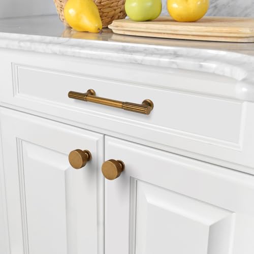 Asidrama 10 Pack 3.75 inch Antique Brass Kitchen Cabinet Handles - color: Antique Brass, size: 3.75" Hole Center