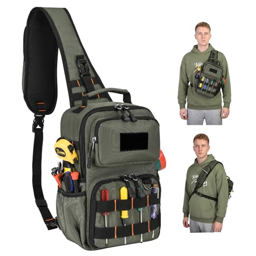 Rexmore Tactical Electrician & HVAC Tool Chest Bag, 3-Point Harness Green - color: Green