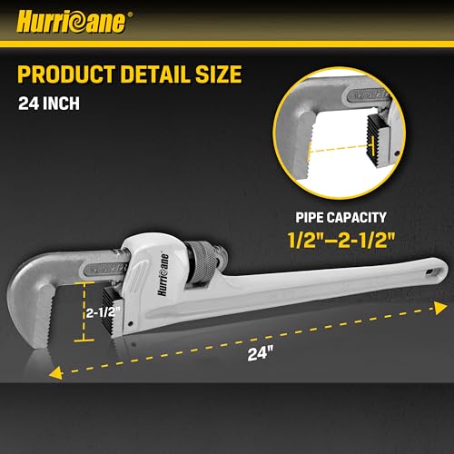 HURRICANE Aluminum Pipe Wrench, 24 Inch - size: 24 Inch