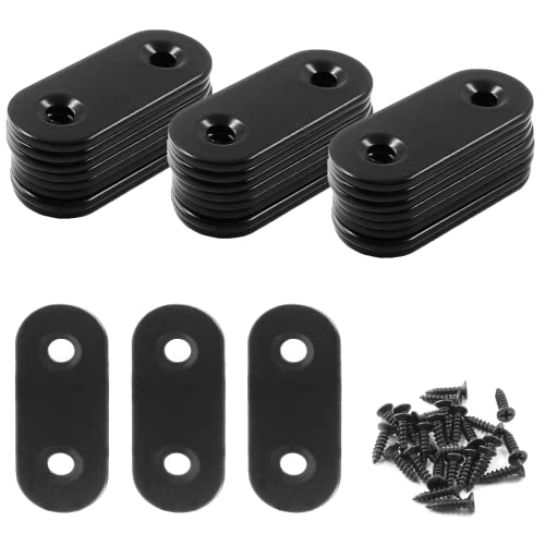 Jiozermi 24 Pcs Straight Brace 1.6" x 0.6", Stainless Steel Black - size: Black, 1.6” x 0.6”, 24 Pcs