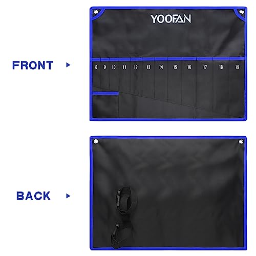 Wrench Roll Up Pouch – Wrench Organizer, Wrench Bag with Handle, Wrench Holder for Hanging - size: 12 Pockets Metric