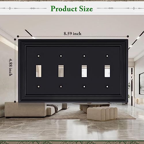 Matte Black Decorative Outlet Covers Wall Plates, Bamboo Fiber Light Switch Covers, Natural Material Electric Receptacle Switch Plate Outlet Cover of various styles (4 Gang Toggle 1 Pack) - size: 4 Gang Toggle 1 Pack