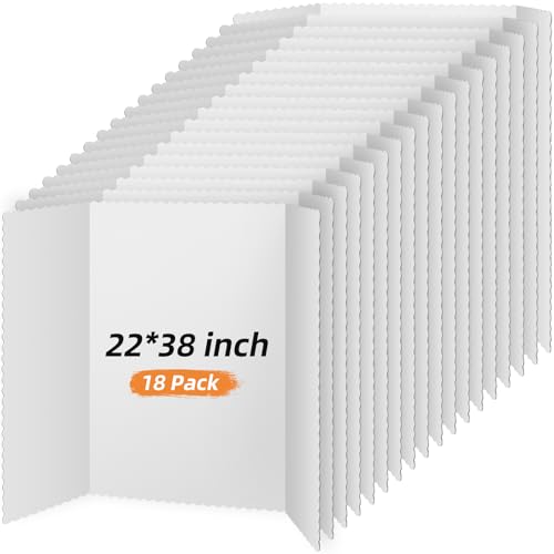 Ctosree 18 Pcs 22 x 38 Inch Tri Fold Poster Board Bulk for Display, White - color: White, size: 22 x 38 inch