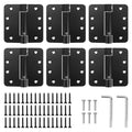 6 Pack Self Closing Door Hinges, 4 Inch Spring Loaded Hinges Adjustable Tension Spring Hinges with 1/4'' Radius Corners, Heavy-Duty Door Hardware for Commercial and Residential Doors, Matte Black