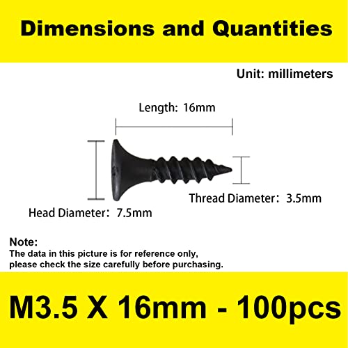 #6 x 5/8" Flat Head Self-Tapping Wood Screws for Thin Stock (100PCS) - size: #6 x 5/8'' (100Pcs)