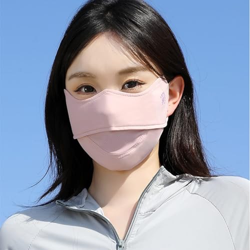 2Pcs UV Face Mask, Sun Masks for Women, Cooling Breathable Face Cover for Outdoors, Washable Reusable - color: Pink, Black