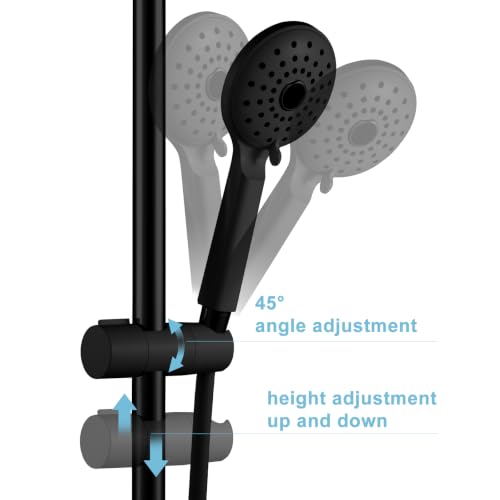 OFFO Shower Head Holder for Slide Bar Adjustable 0.75-1.00 in(19-25mm) O.D, Adjustable Holder for Slide Bar Slider Clamp Bathroom Replacement, 45 Degree Rotation Sprayer Holder, Matte Black - style: Matte Black
