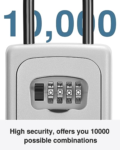 Puroma Key Lock Box Large with Code Lockbox Outdoor Wall Mount 1 Silver - color: Silver