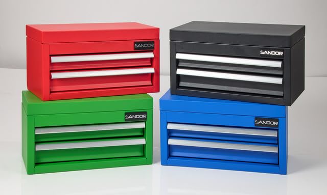 Mini Tool Box - Metal Tool Chest with 2 Drawers & PVC Drawer Liners - Green - color: Green
