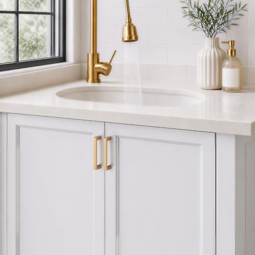 Ravinte Champagne Bronze Kitchen Cabinet Solid Handles,3-3/4 Inch,5 Pack - color: Champagne Bronze, size: 3-3/4 Inches Hole Center