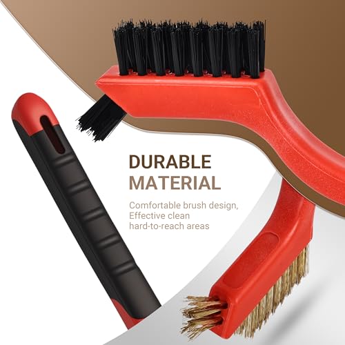6 Pieces Wire Brushes Set, Nylon/Brass/Stainless Steel Bristles - color: combo pack