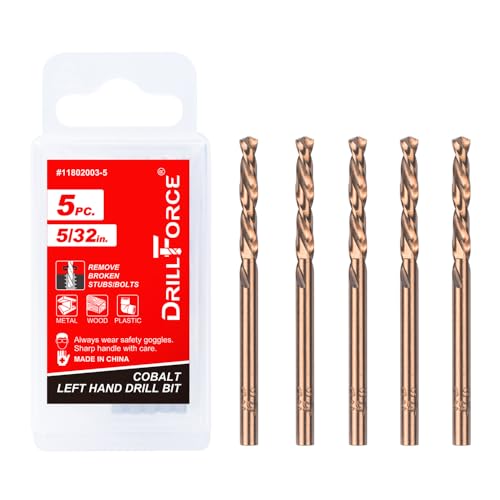 5PCS 5/32" M35 Cobalt Left Hand Drill Bits Set for Removing Broken Stubs, Bolts and Screws, Reverse Twist Drill Bits - size: 5/32"(5PCS)