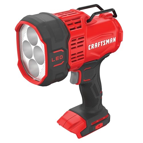 CRAFTSMAN V20 LED Work Light, Spotlight Flashlight, 2,500 Lumens, Rechargeable Spotlights Handheld, Cordless, Tool Only (CMCL060B) - style: Spotlight (Tool Only)