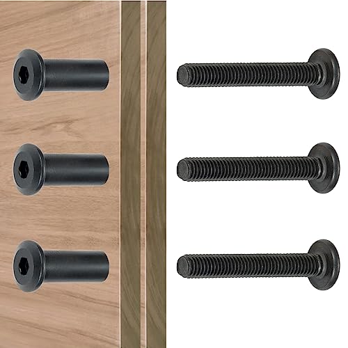 25 Pcs M8x40mm Black Furniture Bolt Cabinet Connector Screws for Furniture - size: M8x40mm