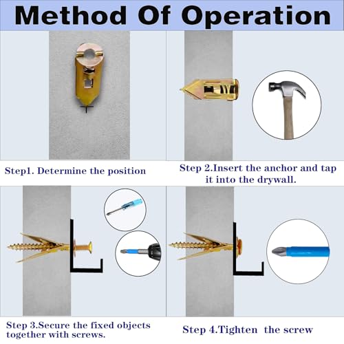 400pcs Self Drilling Drywall Anchors and Screws, 4 Sizes Metal Wall Anchors