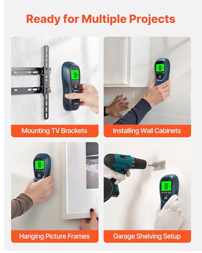 VEVOR Stud Finder Wall Scanner, 5 in 1, Electronic Wall Stud Detector with Smart Sensor, High-Definition LCD Display and Audio Alarm, for the Center and Edge of Metal, AC Wire, Joists, Pipes, Blue