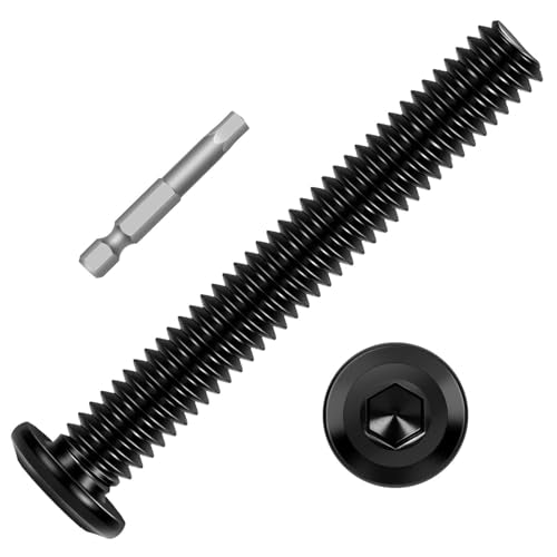 10 PCS 1/4"-20 x 2-1/2" Flat Head Socket Cap Screws Bolts, Flat Round Head Furniture Allen Bolts, Stainless Steel 304, Full Thread, Black Coating, Screwdriver Bit Included - size: 1/4"-20 x 2-1/2"