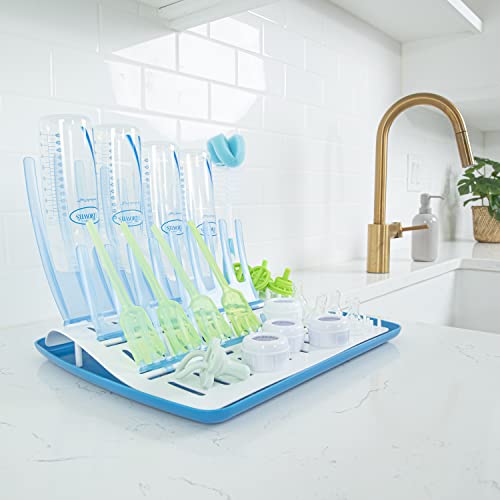 Dr. Brown's Baby Bottle Cleaning Brush with Sponge and Scrubber - Blue - 3pk and Universal Baby Bottle and Accessory Drying Rack - color: Blue Bottle Brush & Drying Rack, size: 3-Pack