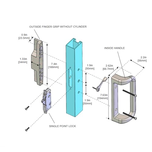 House Guard Sliding Patio Door Handle Set, Mortise Lock, 3-15/16", White - color: White