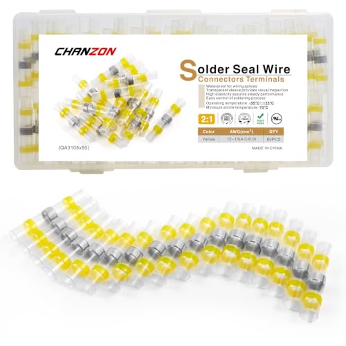 Chanzon 80Pcs Heat Shrink Solder Seal Wire Connectors 12-10AWG Yellow - color: 4. 12-10AWG