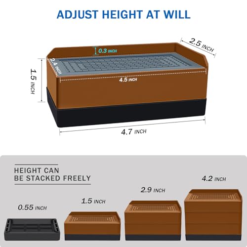 ANNKUT Furniture Risers 1.5 inch, Rectangle Adjustable Risers Blocks for Bed Sofa Table and Couch Lifting，Heavy Duty Support Up to 1,300 Lbs (4 Pack-Brown) - color: 1.5 Inch-brown(rectangle)
