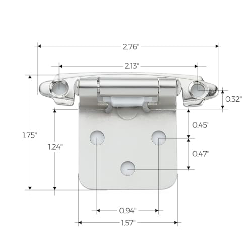 Ravinte Polished Chrome Cabinet Hinges 1/2 Inch Overlay, 60 Pack (30 Pairs) - color: Polished Chrome