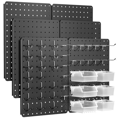 Steel Pegboard Tool Wall Organizer, 6Pack 14.76 x 10.82 in, 6 Bins, Black - color: Black, size: 14.76"x10.82"- 6 Pcs