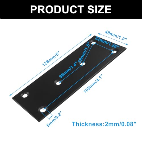 Murtenze 4 Pack Black Stainless Steel Mending Plates, 5 inch - size: 48*128mm