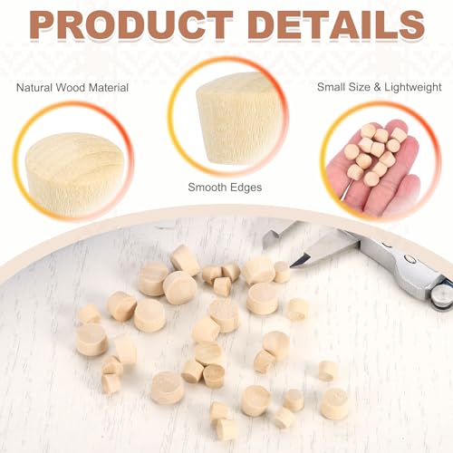 MECCANIXITY 100 Pcs Wood Plugs, 13/32" Flat Head Wood Plugs for Screw Holes Wooden Screw Hole Covers for Furniture Cabinets DIY Projects Assortment Kit - size: 13/32"