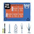160 Pcs Silver Self Drilling Drywall Anchors with Screws Kit - color: Sliver
