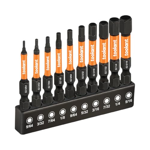toolant SAE Impact Allen Wrench Drill Bit Set, 10-Piece, 2-inch - size: 5/64"-5/16"(10pcs)