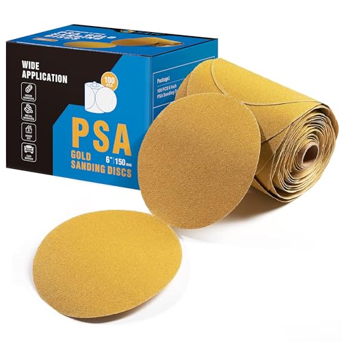 S SATC 100 Grit Sandpaper Roll 100 PCS 6 Inch Round Sanding Discs Aluminum Oxide Sandpaper Discs with Adhesive Back for Wood, Auto Body Repair, Paint, Metal, and Plastic - style: 100 Grit