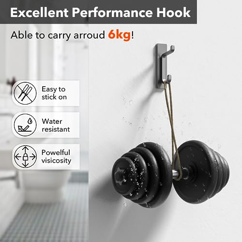 pickpiff 13LB Strong Stick-on Hooks for Coat & Towel, Grey 4 Pack - color: Gray, size: 4 Pack