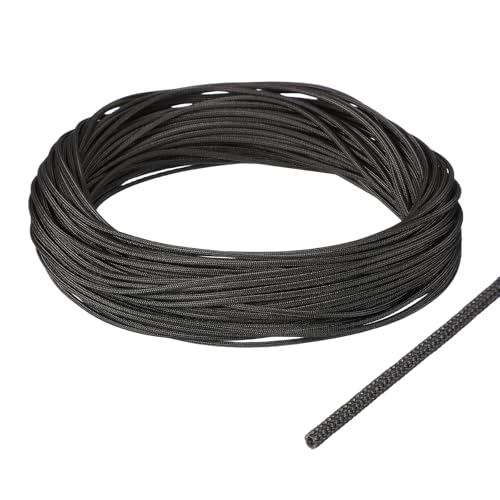 uxcell Insulation Cable Protector,1mm/0.04 Inch-30m/98 Feet High Temp Fiberglass Sleeve Black - color: Black, size: 1mm-30m