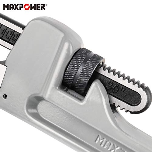 MAXPOWER 30-inch Pipe Wrench, 4.2" Jaw Opening, Aluminum Plumbing Wrench - size: 30-inch, style: Straight Pipe Wrench
