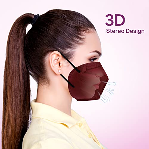 Miuphro KN95 Face Mask 25 Pack, 5-Layers Breathable KN95 Masks - color: Red