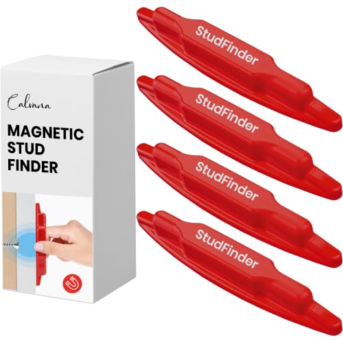 (4-Pack) Calvana Magnetic Stud Finder Wall Scanner, Stud Finder Magnet, Wall Detector Scanner, Compatible with All Drywall Construction, No Batteries Required, Wall-Friendly Construction, Red - color: Red, 4pack