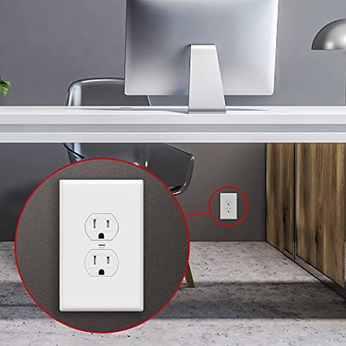 ENERLITES Duplex Receptacle Outlet Wall Plate, Jumbo Outlet Covers, Gloss Finish, Oversized 1-Gang 5.5" x 3.5", Polycarbonate Thermoplastic, 8821O-W, White (Pack of 2) - color: White, size: Over-Size (Pack of 2)