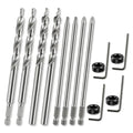 4 Pack 3/8"(9.5mm) Pocket Hole Drill Bit with Depth Stop Collar & SQ2 Driver Bits, Woodworking Pocket Hole Drill Bit Set, 1/4" Hex & Round Shank 6.5" Length Replacement for Pocket Hole Jig Systems