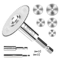 5PCS Rotary Drill Saw Blades,with 2PCS 1/4" Hex Shank,HSS Saw Disc Wheel - style: 7PCS(2*Hex Shank+5*Blades)