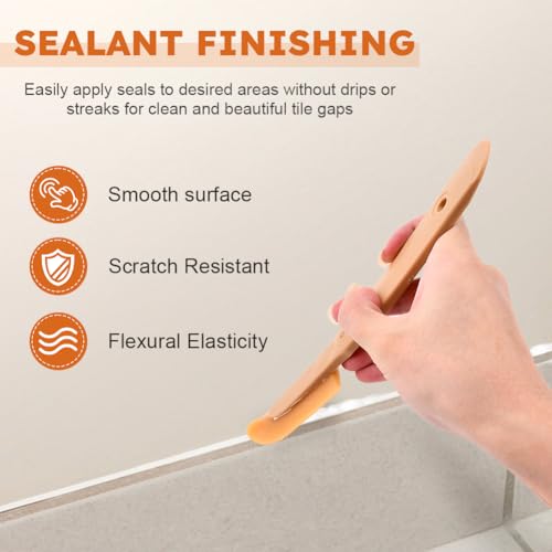 8Pcs Rubber Caulking Tool 4 Size Set, Reusable Sealant Spatula Spreader, Caulk Finishing Tool Grout sealer Applicator for Toilet Brick Skirting Kitchen Bathroom(Brown)